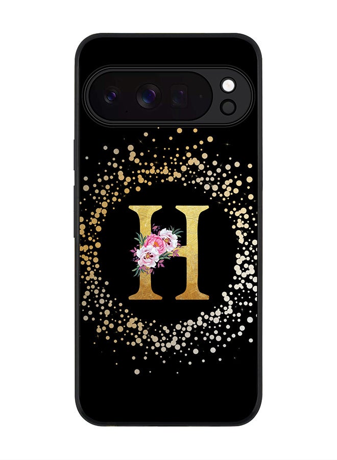 Stylizedd For Google Pixel 10 Pro XL Case,Slim fit Camera Protection, Shockproof Thin Phone cover  - Custom Monogram Floral - H ( Black ) - Image 1